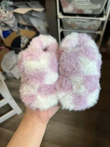 Purple Check Bear-ly 🐻 cozy booties