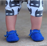 Electric Blue Suede Moccasins