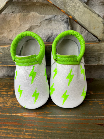 Neon GREEN  BOLTS  moccasins