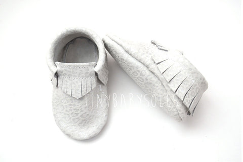 White Leopard Suede Moccasins