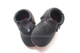 Black with Red Bottoms Moccasins