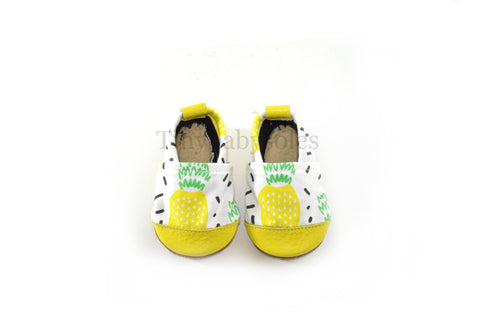 Summer Paradise Pineapple Organic Fabric x Leather Bootie