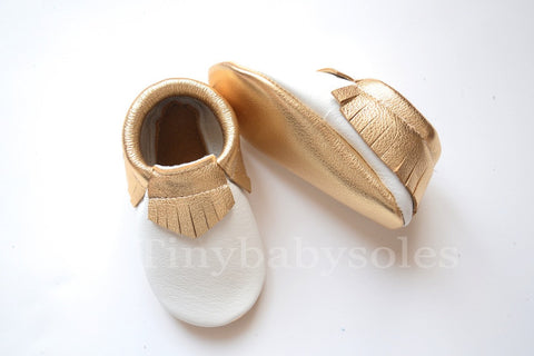 White/Gold Moccasins
