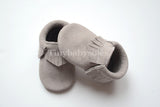 Light Gray Suede Moccasins
