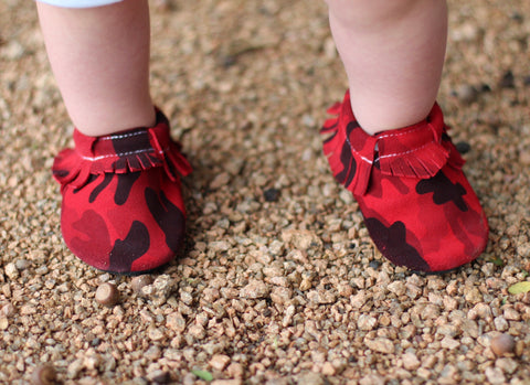 Red Camo Suede Moccasins