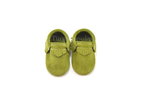 Moss Green Suede Moccasins